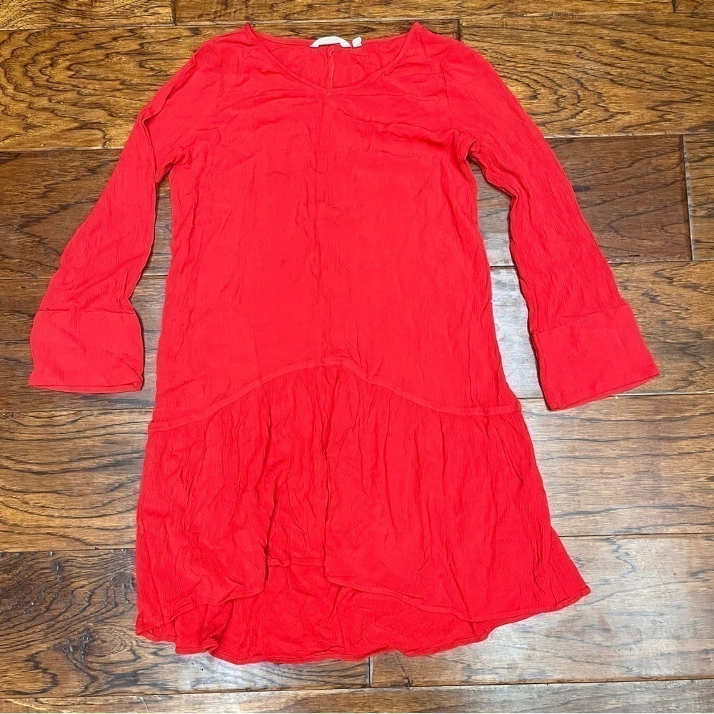Soft Surroundings Mirabella Red Crinkle Tiered‎ dress